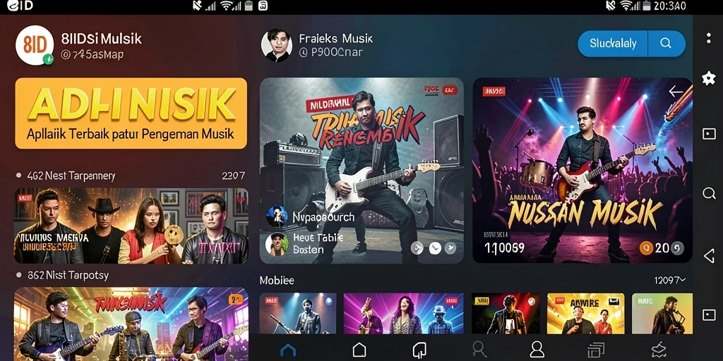 Tampilan gameplay 8ID dengan fitur musik interaktif.