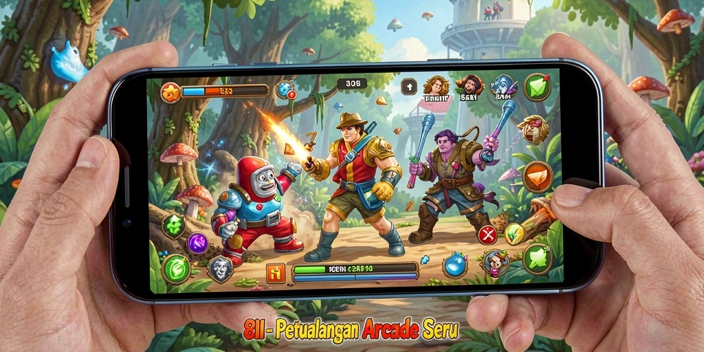 Screenshot utama 8II menampilkan aksi seru gameplay Arcade.