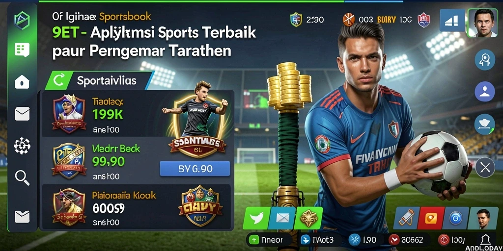 Tampilan antarmuka pengguna aplikasi 9ET dalam taruhan olahraga.