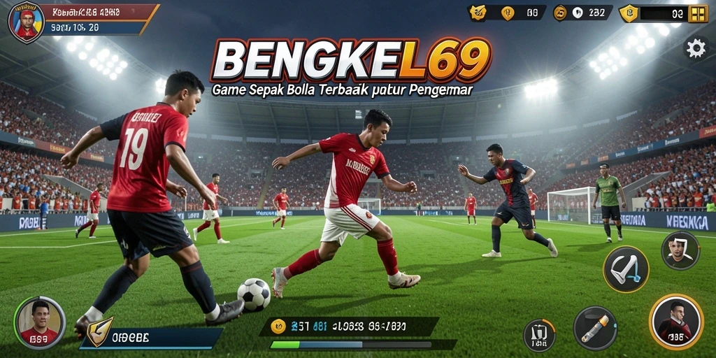 Tampilan gameplay BENGKEL69 yang mendebarkan di lapangan sepak bola.