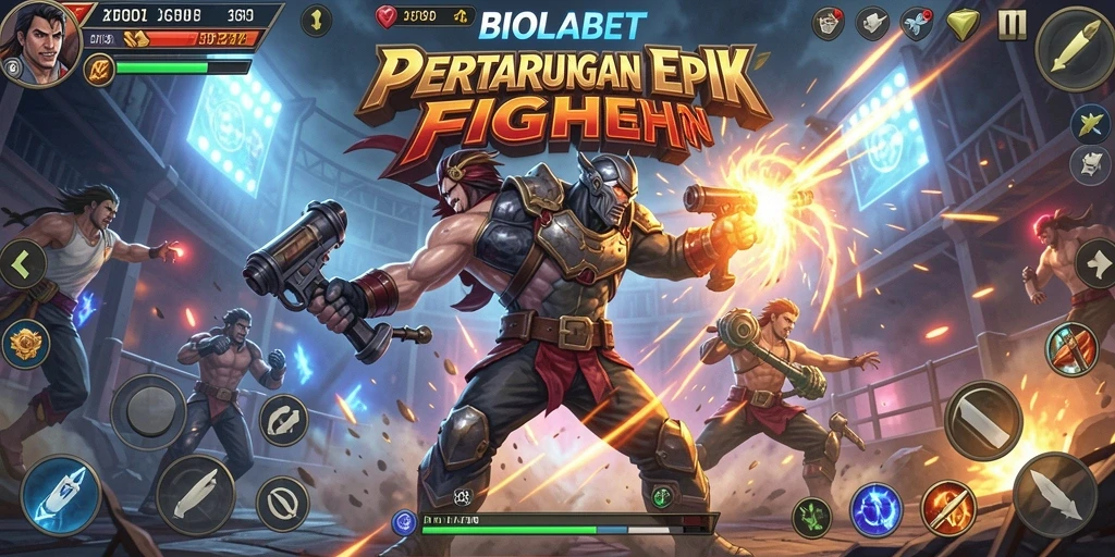 Tampilan gameplay menarik di arena pertarungan BIOLABET.