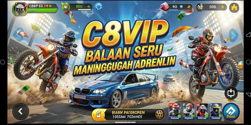 Gameplay balapan yang penuh aksi dan menantang di C8VIP.