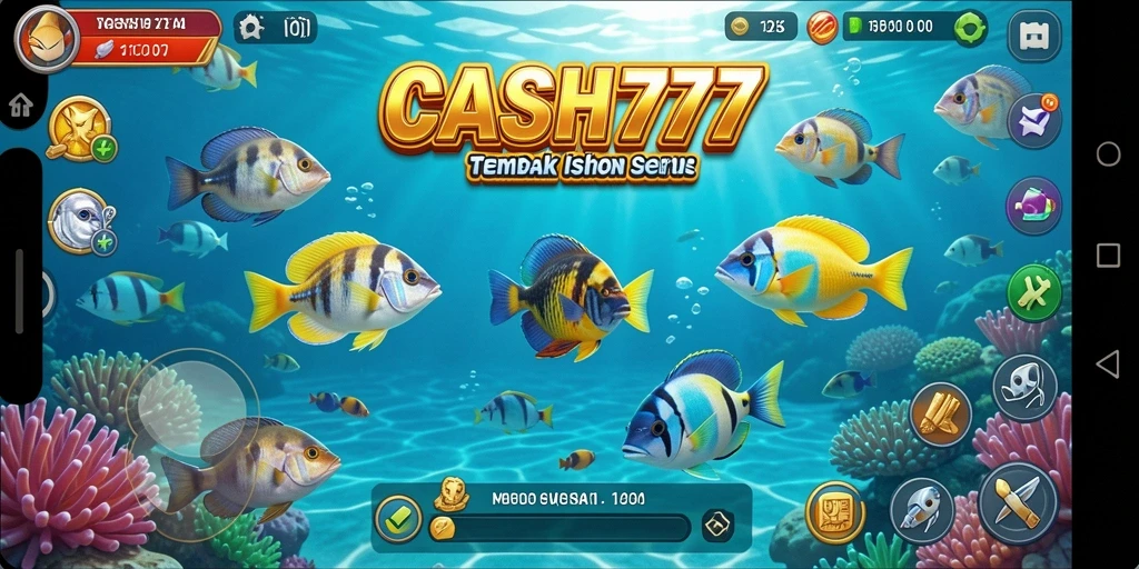 Tampilan gameplay menyenangkan dari CASH777, permainan Tembak Ikan yang seru.