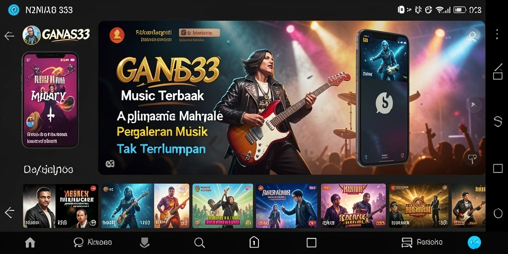 Tampilan antarmuka GANAS33 saat memainkan lagu favorit dengan lirik.