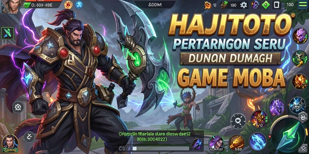 Screenshot gameplay seru di arena MOBA HAJITOTO.