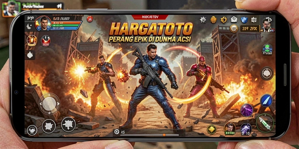 Screenshot HARGATOTO menampilkan aksi pertempuran seru dan intens.