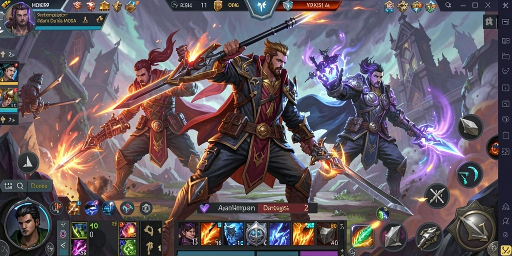 Screenshot gameplay HOKI99 yang menampilkan pertempuran seru antar tim.