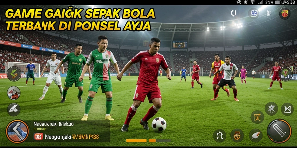 Tangkapan layar gameplay JPS88 yang menunjukkan aksi sepak bola seru.