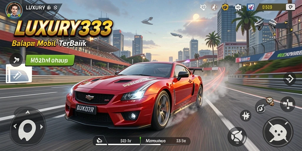 Tampilan gameplay LUXURY333 dengan mobil balap yang cepat dan grafik yang memukau.