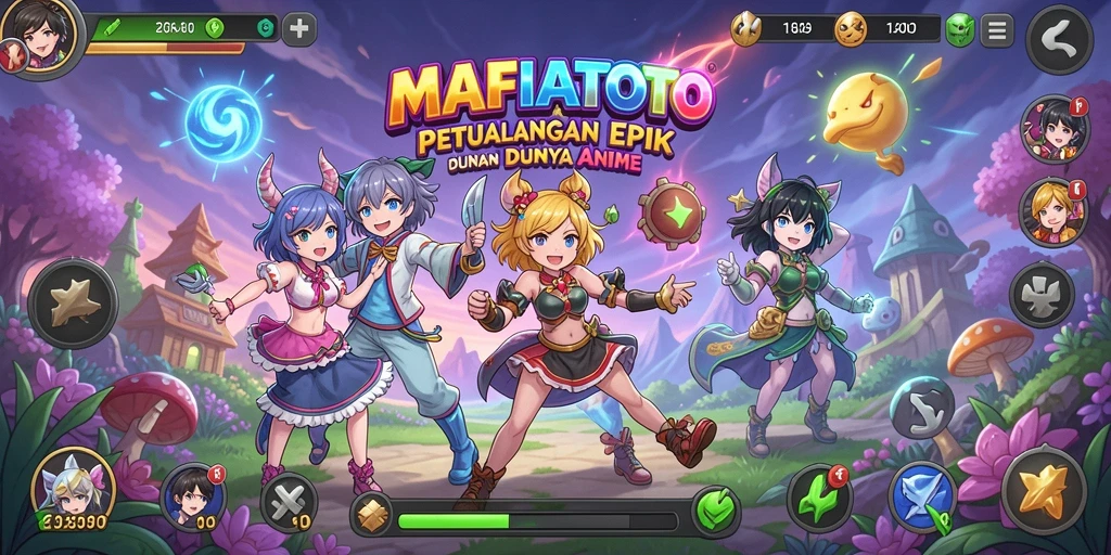 Screenshot gameplay MAFIATOTO menampilkan karakter anime yang beraksi.