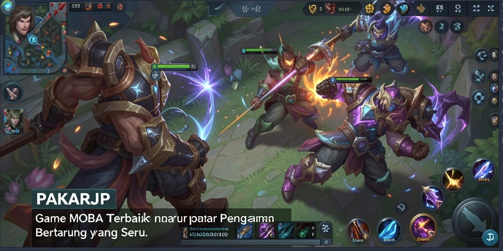 Tangkapan layar menampilkan pertarungan seru dalam game MOBA PAKARJP.