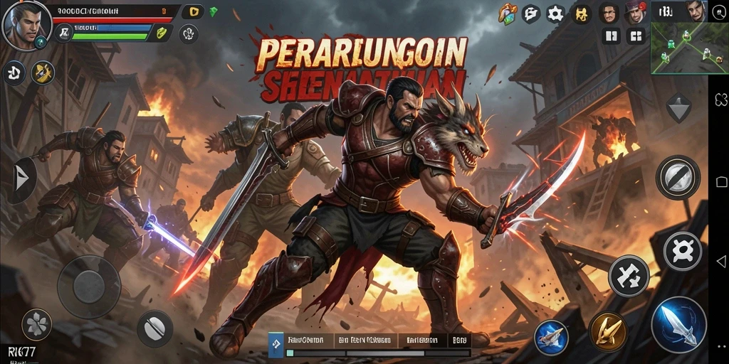 Screenshot menunjukkan gameplay seru dengan pertarungan intens dalam RK77.