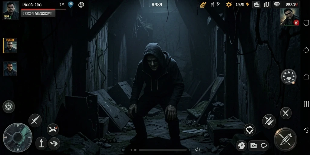 Tampilan gameplay menegangkan RR89 dengan suasana horror yang mencekam.
