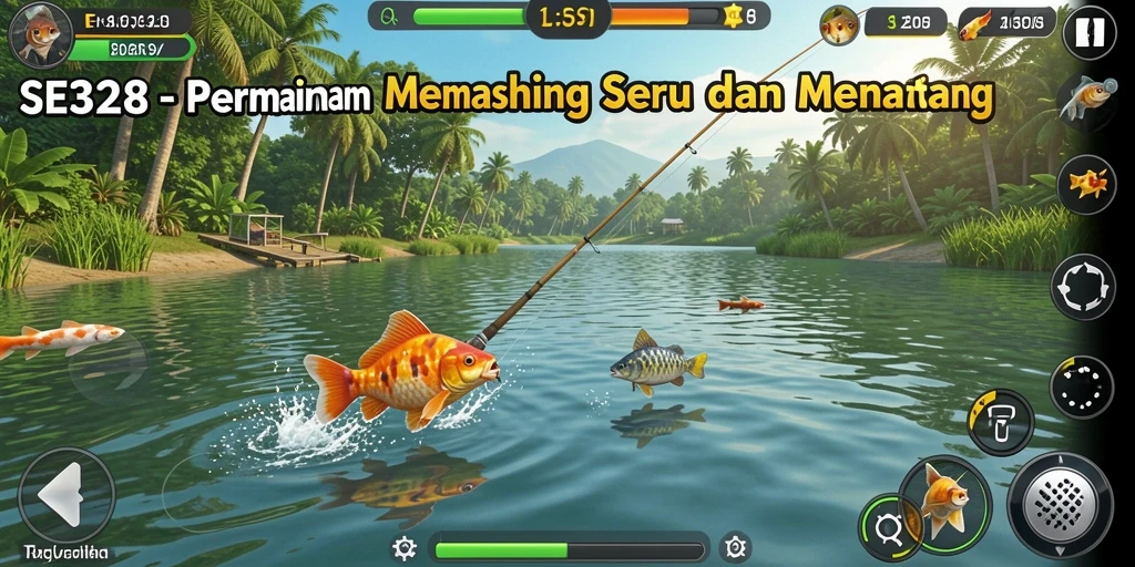 Screenshot SE328 menampilkan gameplay memancing yang menarik dan seru.