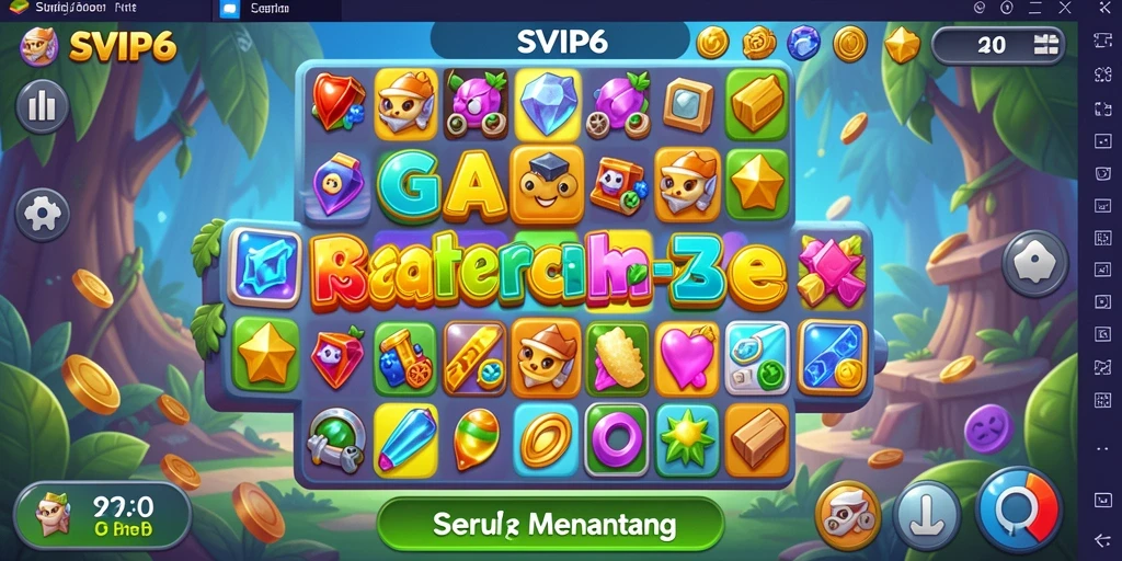Tampilan gameplay SVIP6 dengan efek Match-3 yang menawan.