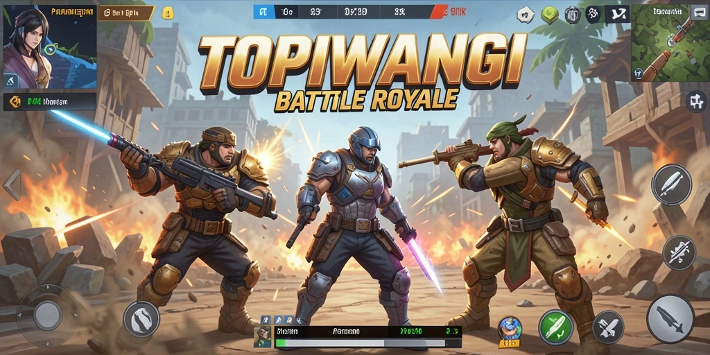Screenshot gameplay seru TOPIWANGI yang memperlihatkan aksi Battle Royale.