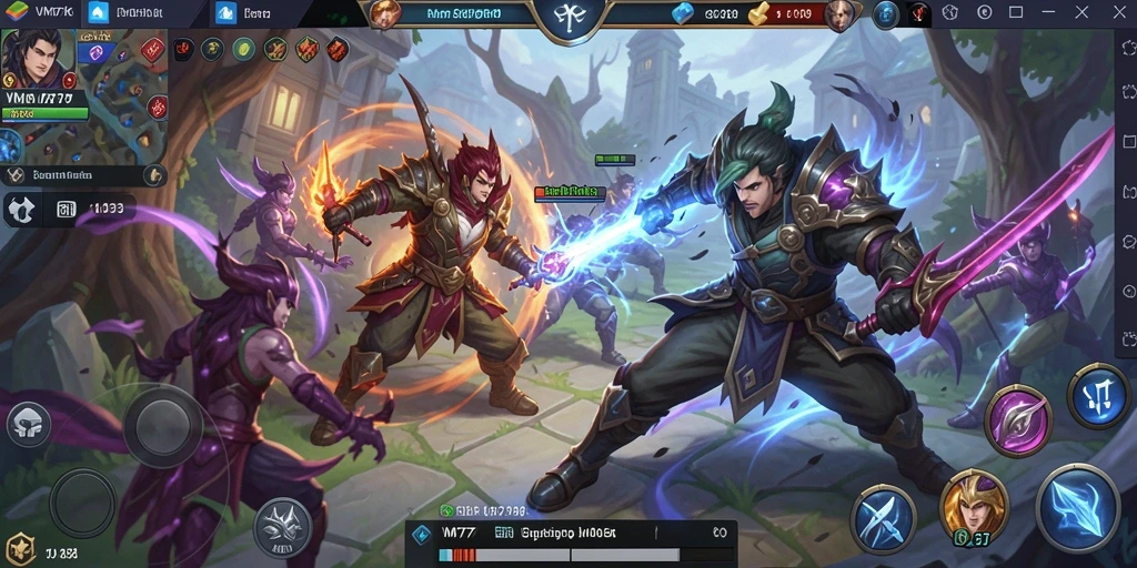 Screenshot gameplay VM777 menunjukkan aksi pertempuran seru MOBA.